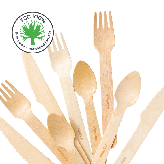 Compostable Wooden Cutlery<br>(Set of 150)