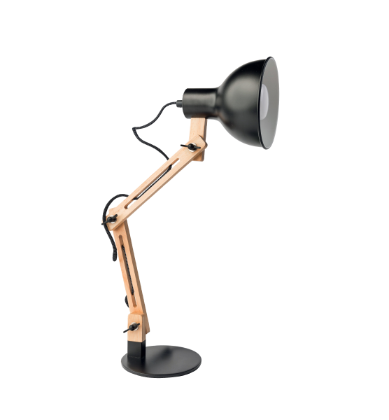 Elegant Wooden Base Study Table Lamp with Shade