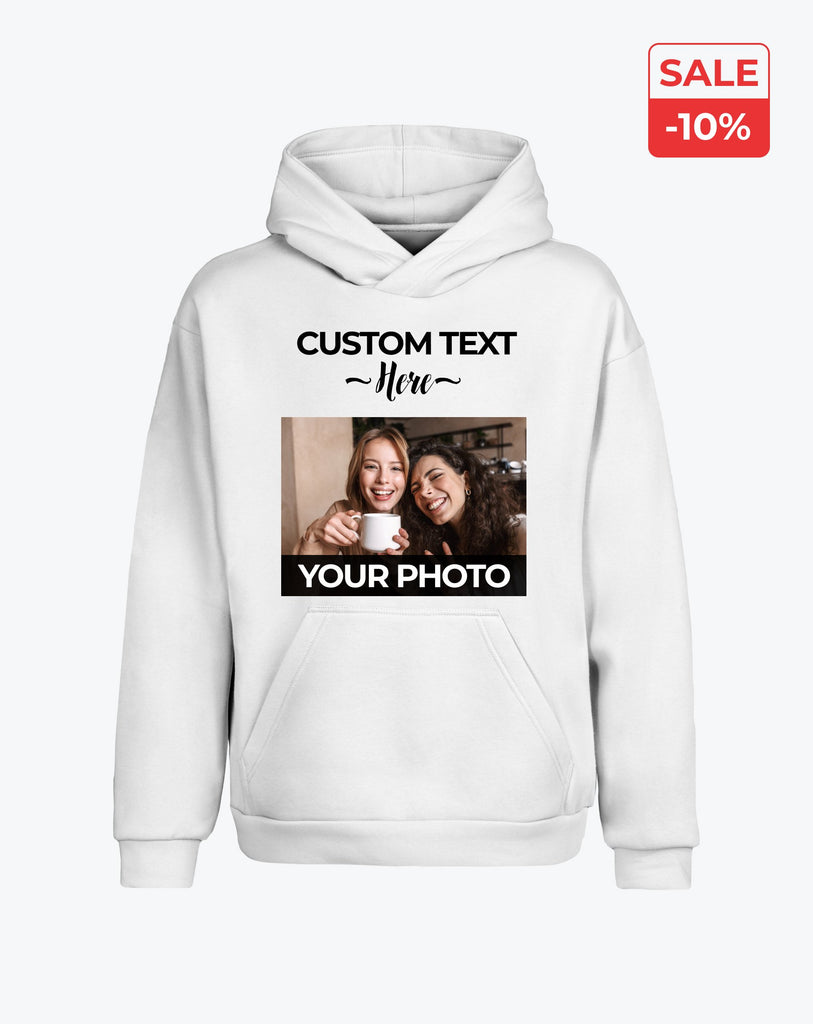 Personalized Photo and Slogan Text Hoodie
