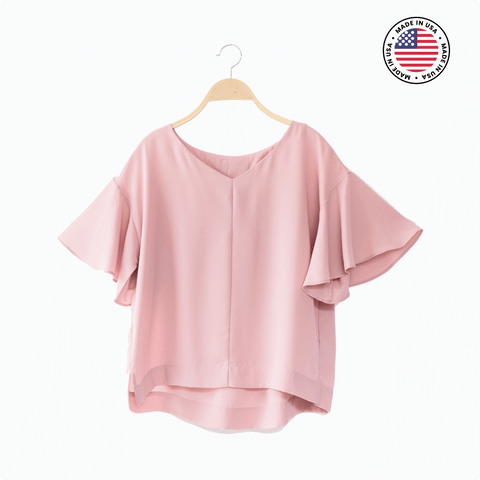 Women's Smocked 3/4 Sleeve Henley Shirt - Knox Rose
