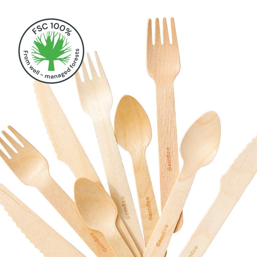 Compostable Wooden Cutlery<br>(Set of 150)