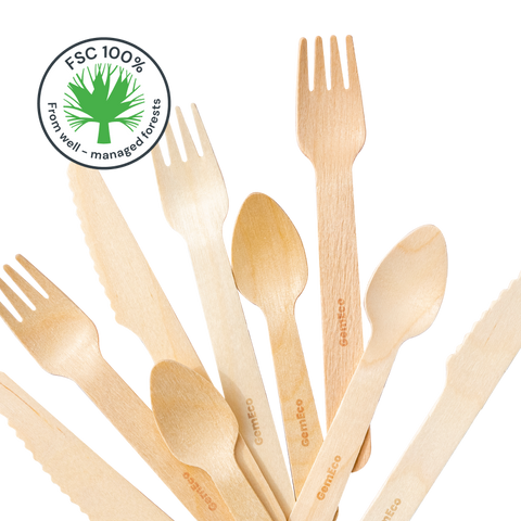 Compostable Wooden Cutlery<br>(Set of 150)