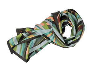 dark abstract-printed silk scarf