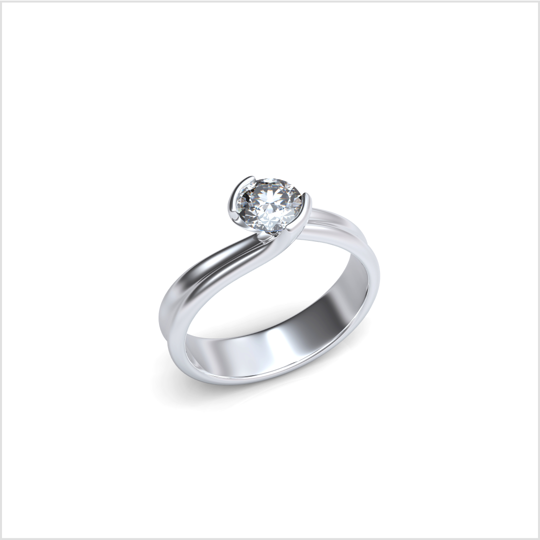 ES Narrow Diamond Ring in 18K Rose Gold
