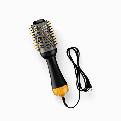 Ceramic Straightener Brush, Curler & Hot Comb 4 in 1 Salon Ionic Hair Brush