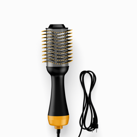 Ceramic Straightener Brush, Curler & Hot Comb 4 in 1 Salon Ionic Hair Brush