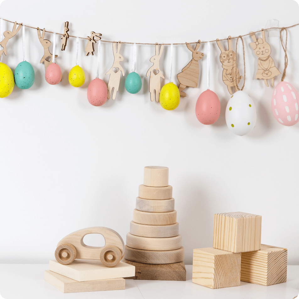 Wood Egg Easter Banner