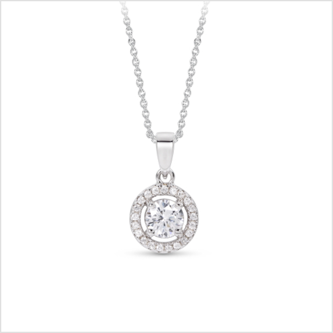 ES Narrow Diamond Pendant in Platinum