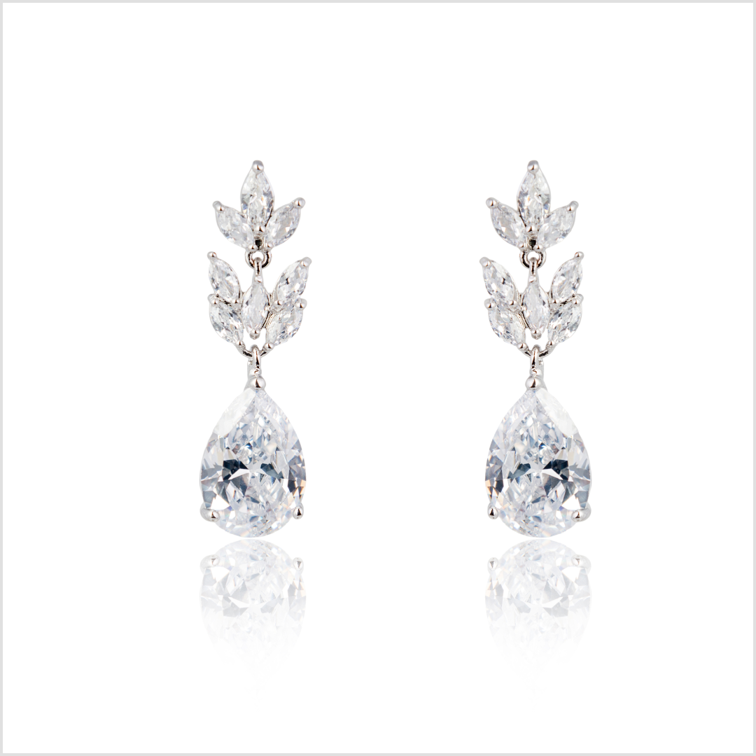 Spiral Floral Single Stone Diamond Stud Earrings