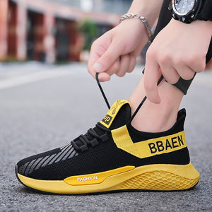 QZHSMY Brand Shose Men Flyknit Sneakers Man New Fashion Off White Breathable Black Sports Shoe Autumn Zapatillas Hombre Walking