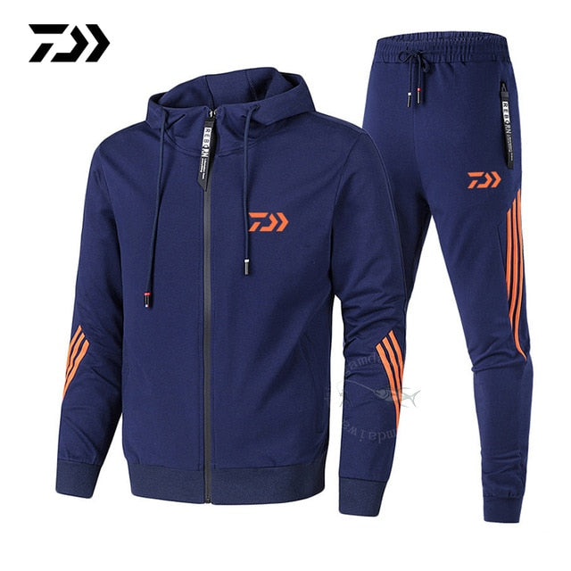 Daiwa Spring Autumn 2020  Fishing Suit Cotton Outdoor Camping Hiking Sport Set  Striped  Clothes Fishing Jacket Pants Suit