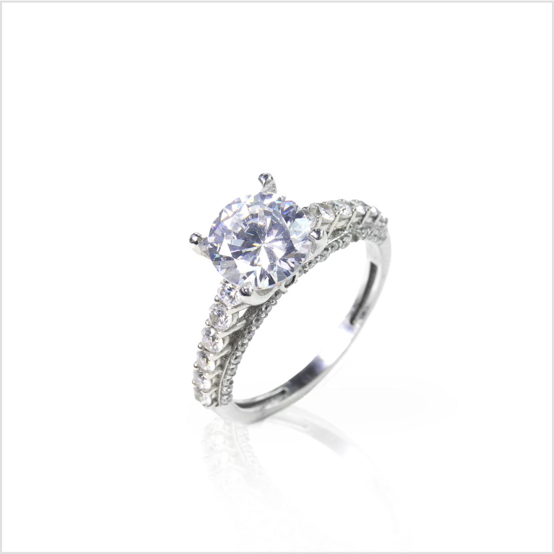 ES 14K White Gold Tanzanite and Diamond Ring