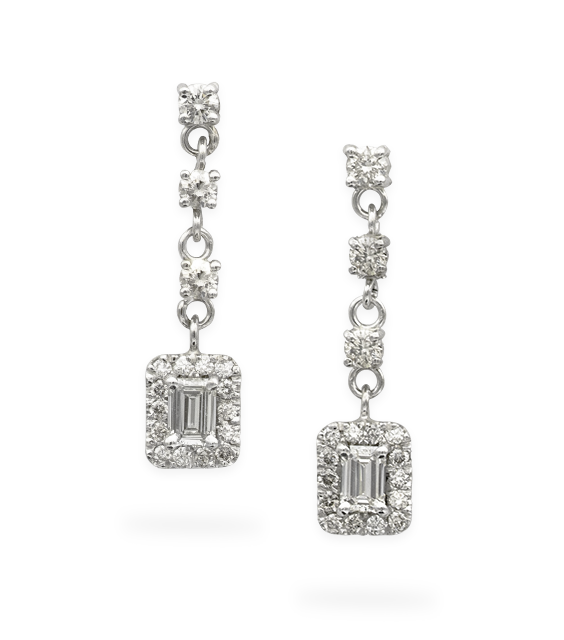 Sparkle Rectangle Crystal Silver Earrings