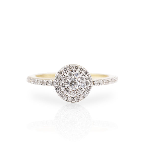 Diamond 10K Gold Cluster Halo Ring