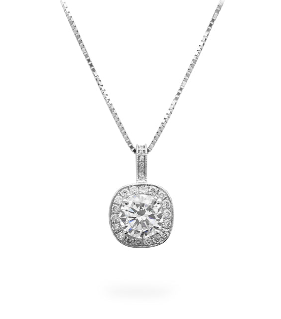 White Crystals Set Pendant Necklace