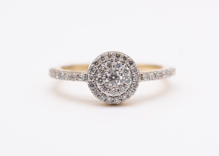 Diamond 10K Gold Cluster Halo Ring